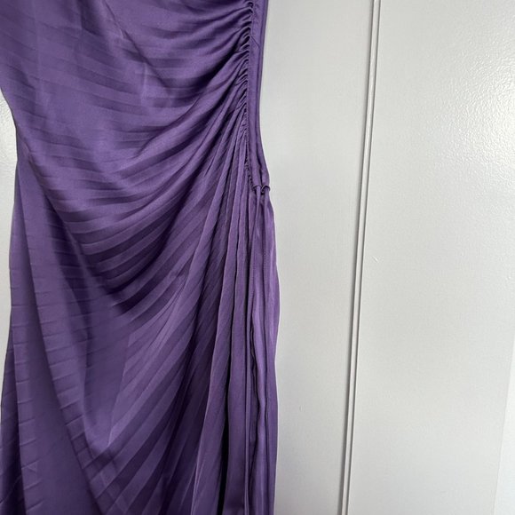 Delfi Collective Solie Pleated Midi-dress One Shoulder Side Cut-out Sz L Purple - Picture 9 of 11